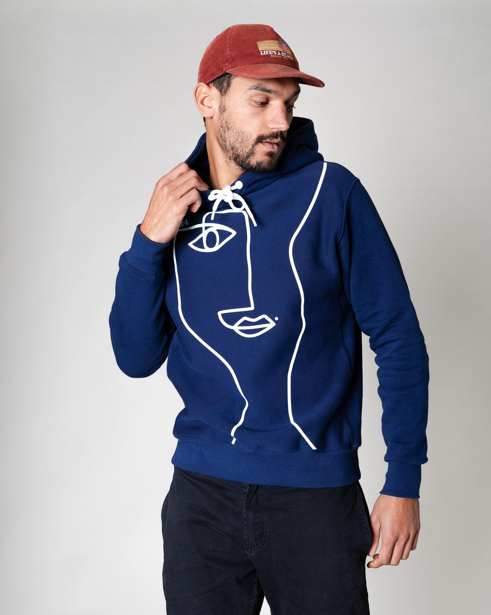 Sudadera con capucha índigo azul oscuro