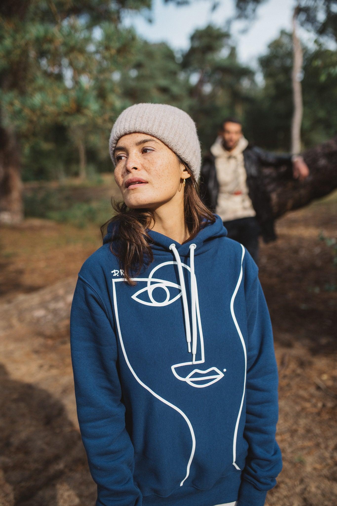 Sudadera con capucha índigo azul oscuro